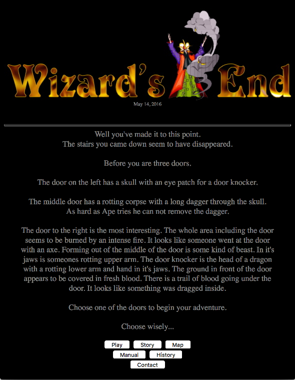 Wizard's End new opening screen