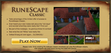 Image of Runescape Classic main page